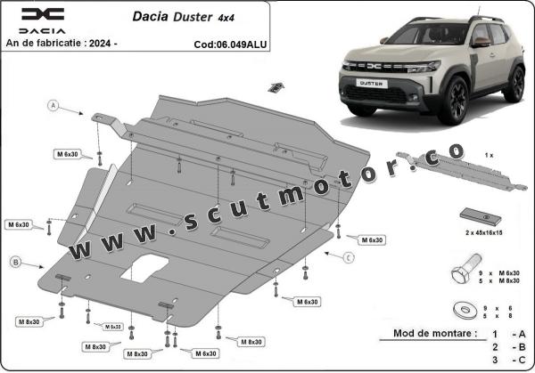 Scut motor din aluminiu Dacia Duster - 4x4 10