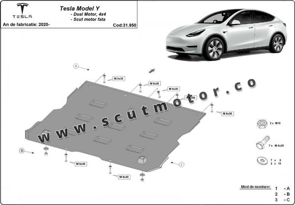 Scut motor faţă Tesla Model Y AWD 3