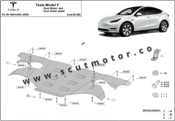 Scut motor spate Tesla Model Y AWD 3