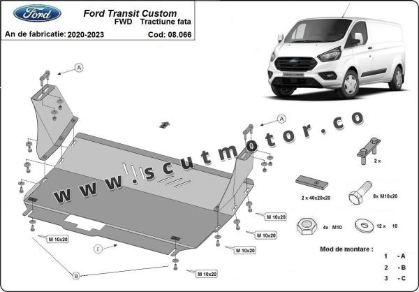 Scut motor și cutie de viteză Ford Transit Custom 3